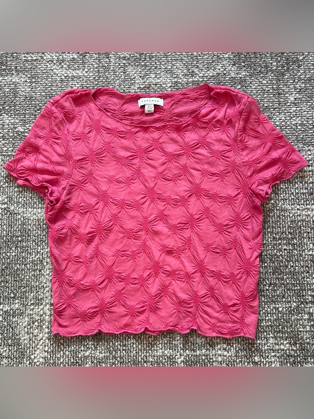 Topshop Pink Short Sleeve Textured Tee